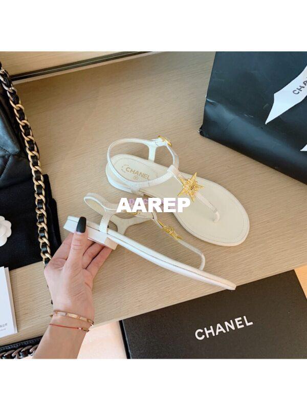 Replica Chanel Lambskin Sandals CC Star G350423 White 8