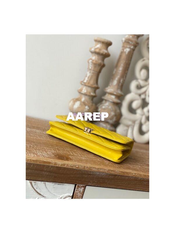 Replica Chanel Wallet On Chain Top Handle Lambskin WOC AP2844 Yellow 10