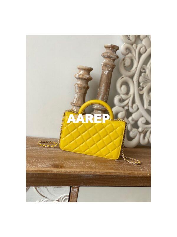 Replica Chanel Wallet On Chain Top Handle Lambskin WOC AP2844 Yellow 11
