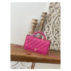 Replica Chanel Wallet On Chain Top Handle Lambskin WOC AP2844 Dark Pink