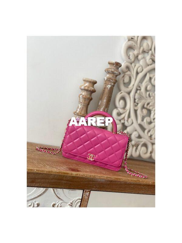 Replica Chanel Wallet On Chain Top Handle Lambskin WOC AP2844 Dark Pink 3