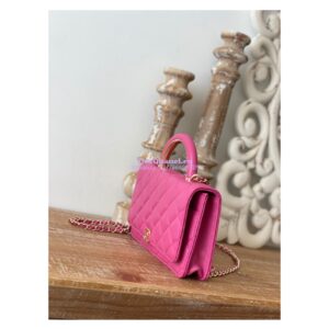 Replica Chanel Wallet On Chain Top Handle Lambskin WOC AP2844 Dark Pink 2