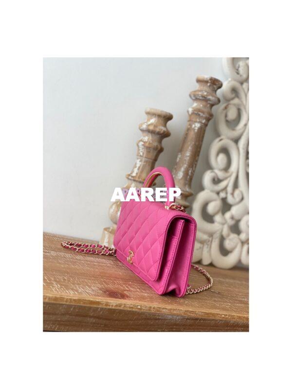 Replica Chanel Wallet On Chain Top Handle Lambskin WOC AP2844 Dark Pink 4