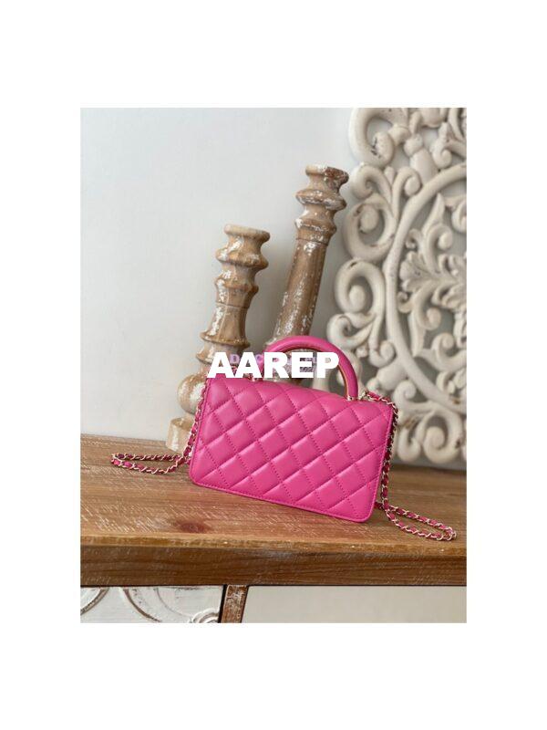 Replica Chanel Wallet On Chain Top Handle Lambskin WOC AP2844 Dark Pink 10