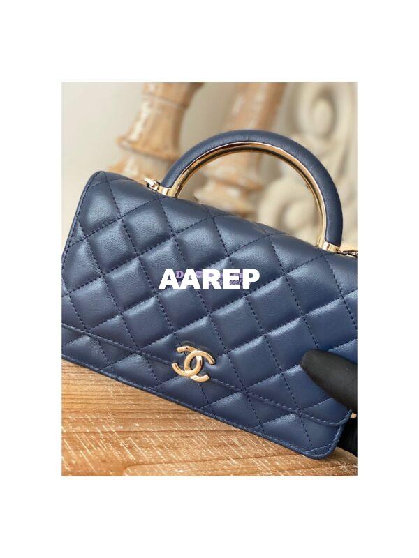 Replica Chanel Wallet On Chain Top Handle Lambskin WOC AP2844 Dark Blue 6