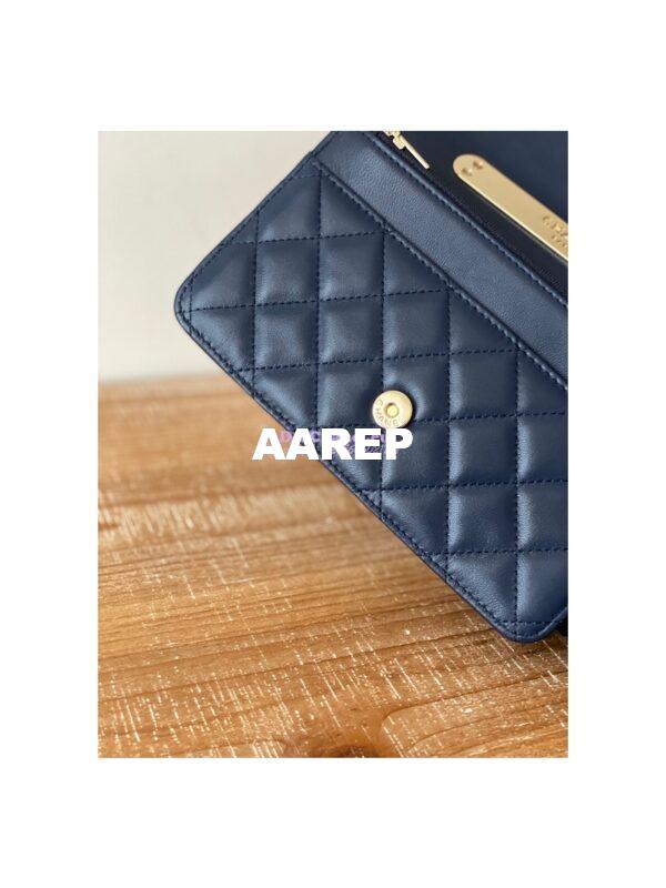 Replica Chanel Wallet On Chain Top Handle Lambskin WOC AP2844 Dark Blue 9