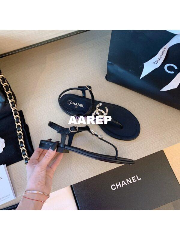 Replica Chanel Lambskin Sandals G35692 Black 9