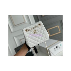 Replica Chanel 22SS Bucket Bag in Caviar AS3176 White 2