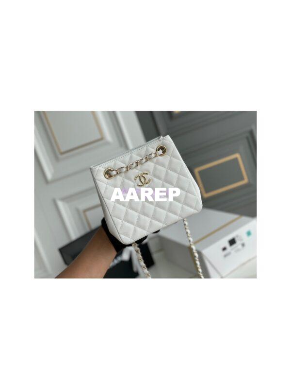 Replica Chanel 22SS Bucket Bag in Caviar AS3176 White 4