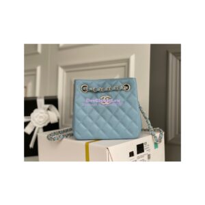 Replica Chanel 22SS Bucket Bag in Caviar AS3176 Light Blue