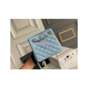 Replica Chanel 22SS Bucket Bag in Caviar AS3176 Light Blue 2