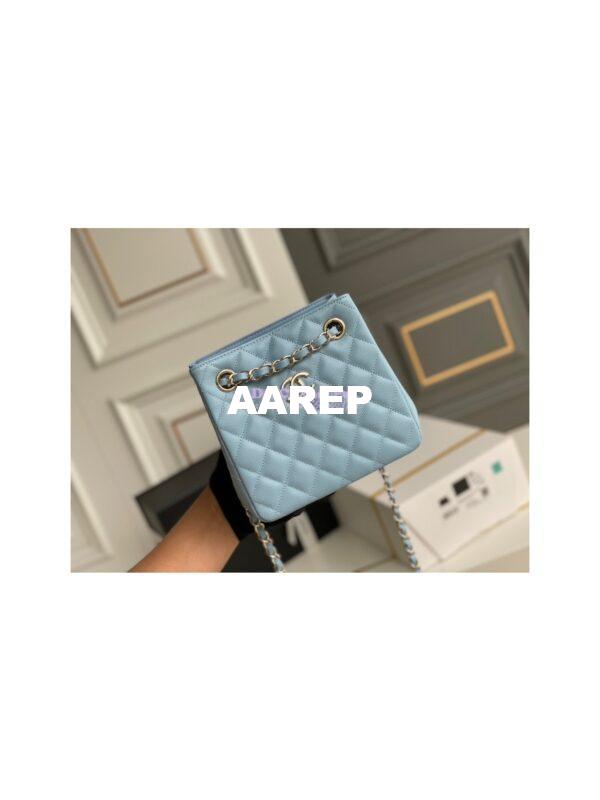 Replica Chanel 22SS Bucket Bag in Caviar AS3176 Light Blue 4