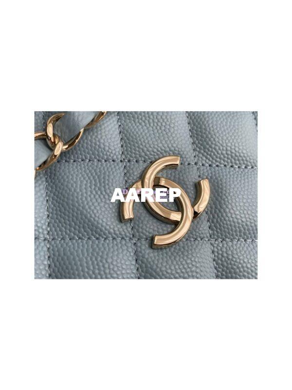 Replica Chanel 22SS Bucket Bag in Caviar AS3176 Light Blue 6