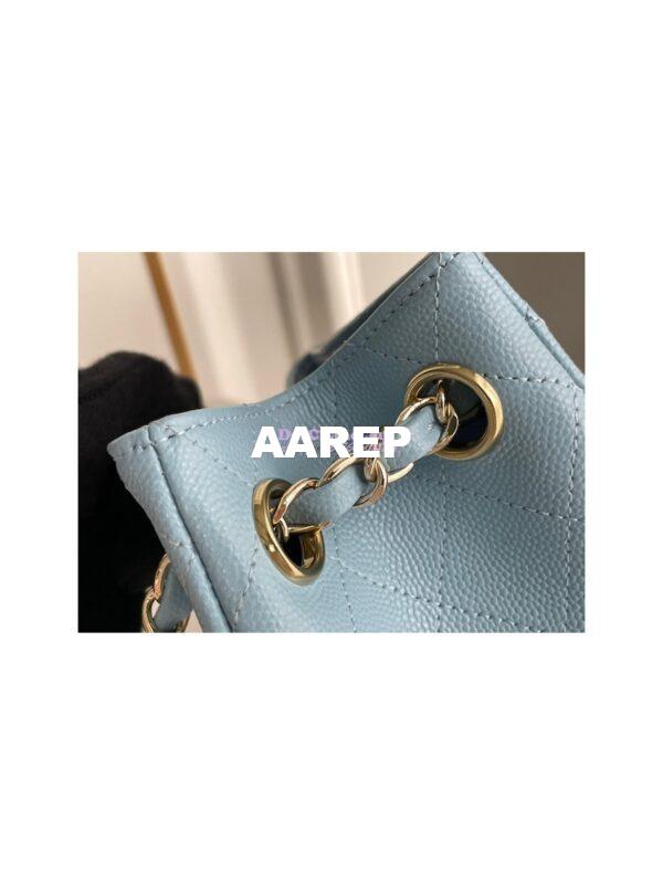 Replica Chanel 22SS Bucket Bag in Caviar AS3176 Light Blue 9