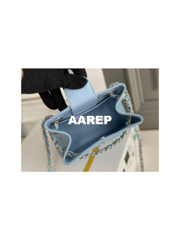Replica Chanel 22SS Bucket Bag in Caviar AS3176 Light Blue 10