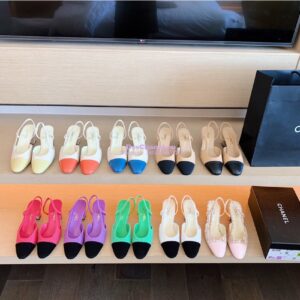 Replica Chanel Slingbacks 65mm Cotton Tweed G31318 Green Black