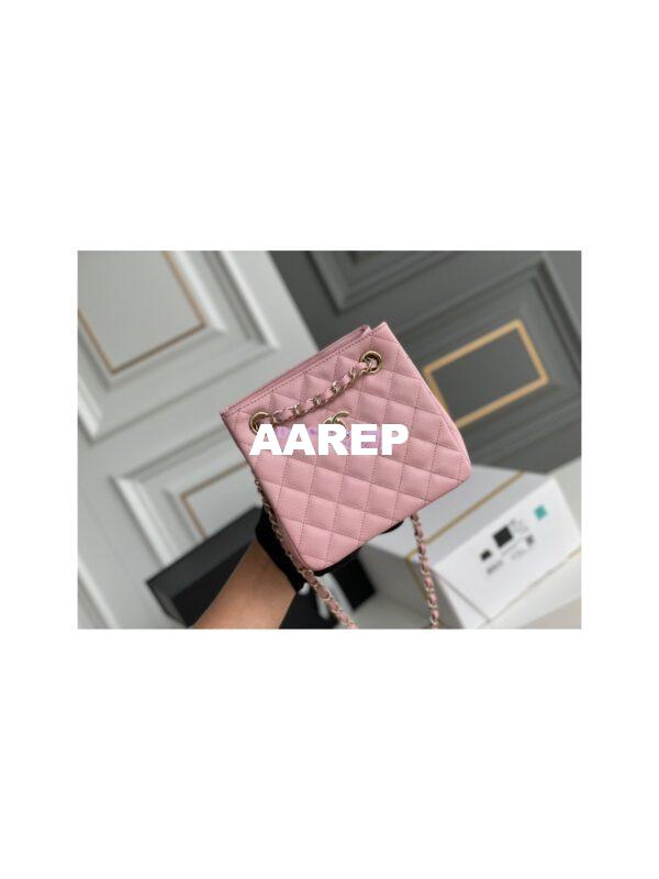 Replica Chanel 22SS Bucket Bag in Caviar AS3176 Light Pink 4