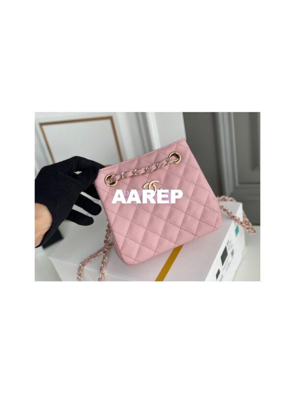 Replica Chanel 22SS Bucket Bag in Caviar AS3176 Light Pink 5