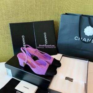 Replica Chanel Slingbacks 65mm Cotton Tweed G31318 Purple Black 2