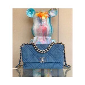 Replica Chanel 19 Large Flap Bag AS1161 Denim with Silver