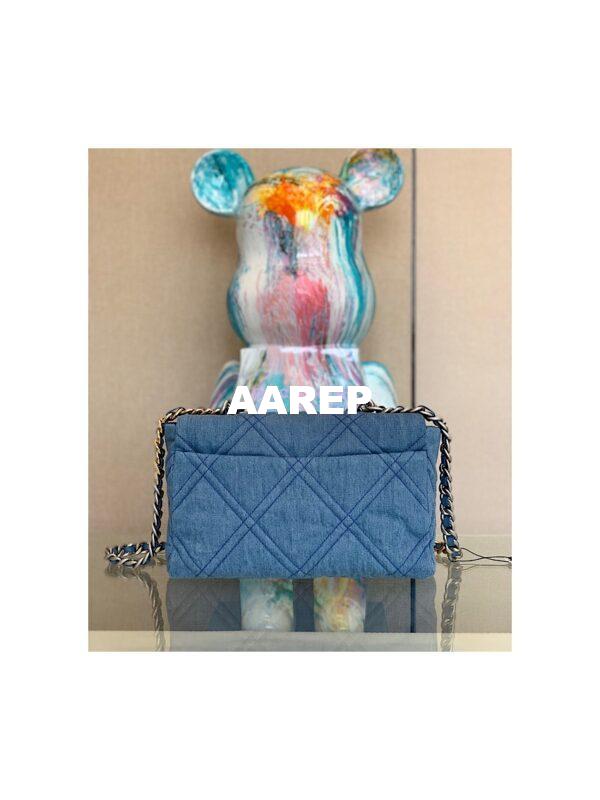 Replica Chanel 19 Large Flap Bag AS1161 Denim with Silver 4