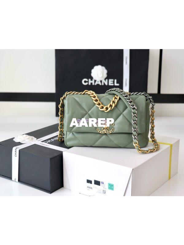 Replica Chanel 19 Small Flap Bag AS1160 Lambskin Matcha Green