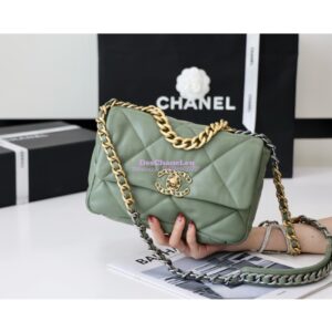 Replica Chanel 19 Small Flap Bag AS1160 Lambskin Matcha Green 2