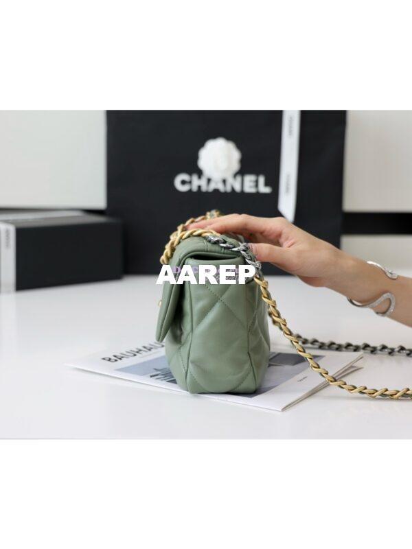 Replica Chanel 19 Small Flap Bag AS1160 Lambskin Matcha Green 4