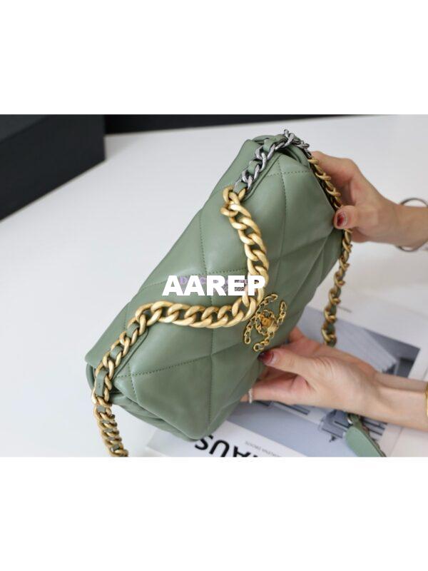 Replica Chanel 19 Small Flap Bag AS1160 Lambskin Matcha Green 6