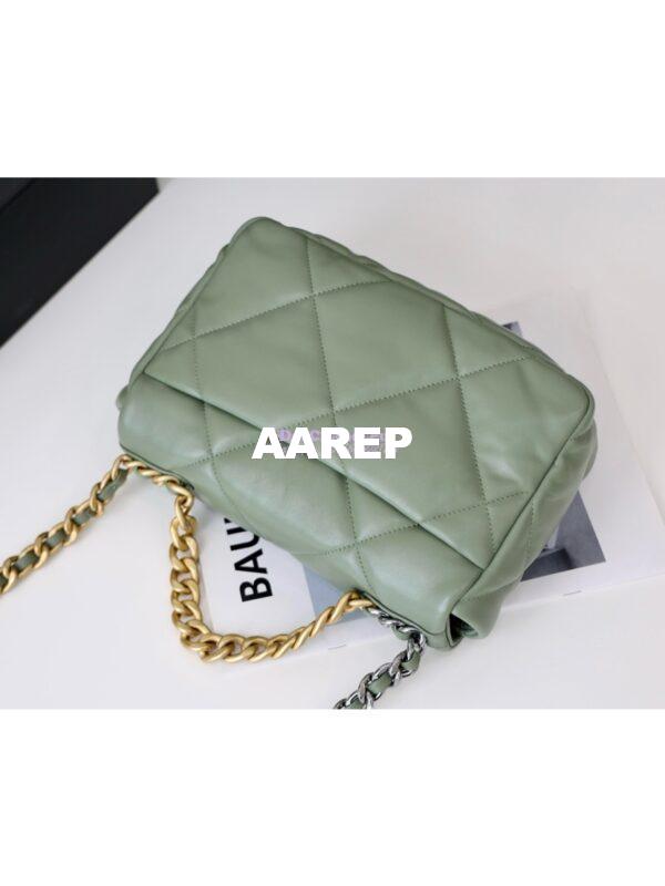 Replica Chanel 19 Small Flap Bag AS1160 Lambskin Matcha Green 8