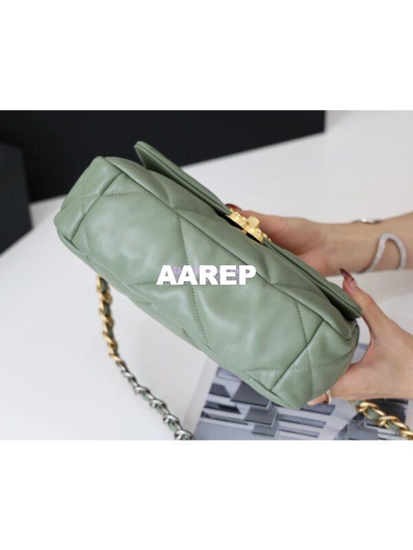 Replica Chanel 19 Small Flap Bag AS1160 Lambskin Matcha Green 11
