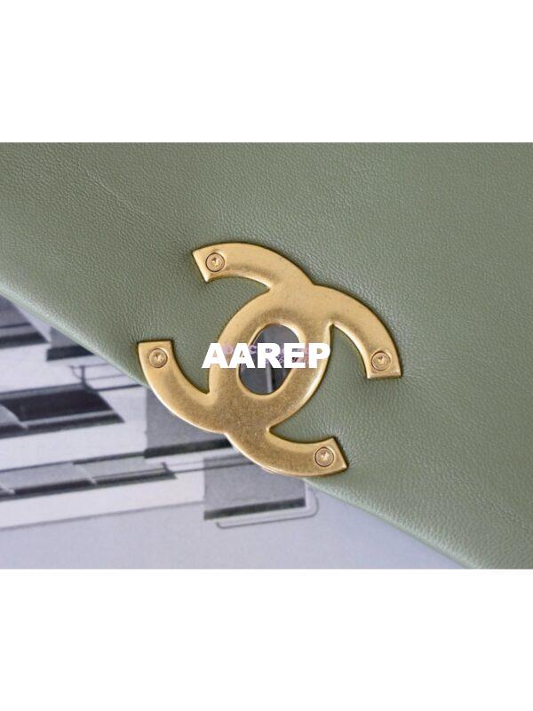 Replica Chanel 19 Small Flap Bag AS1160 Lambskin Matcha Green 12