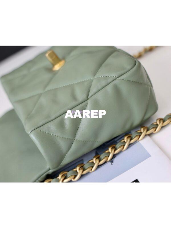 Replica Chanel 19 Small Flap Bag AS1160 Lambskin Matcha Green 14