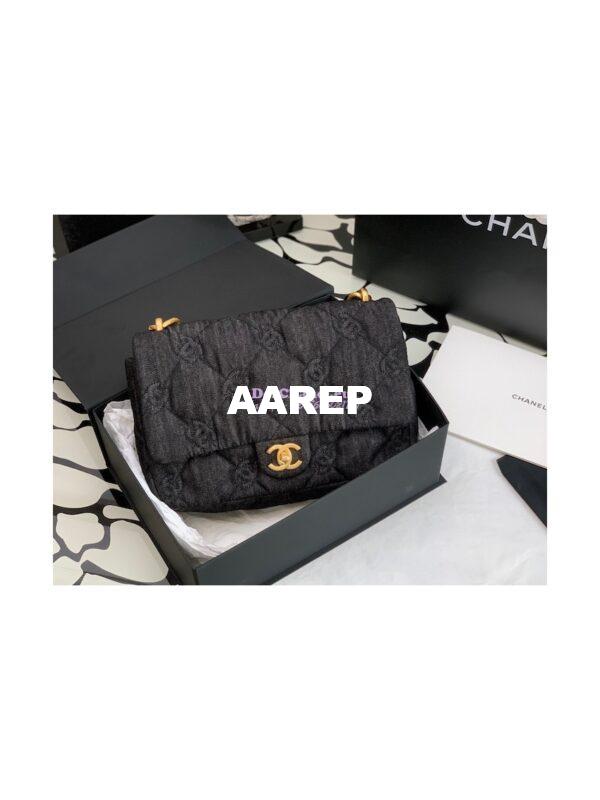 Replica Chanel Large Flap Denim Quilted Bag AS3215