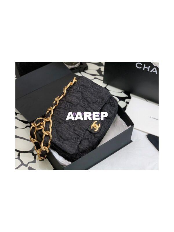 Replica Chanel Large Flap Denim Quilted Bag AS3215 2