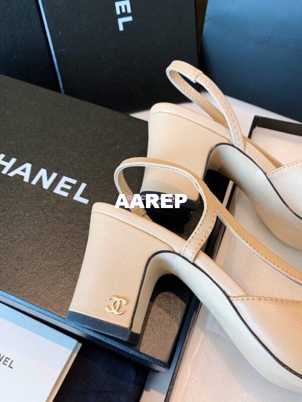 Replica Chanel Slingbacks 65mm Goatskin W/ Grosgrain G31318 Beige Black 8