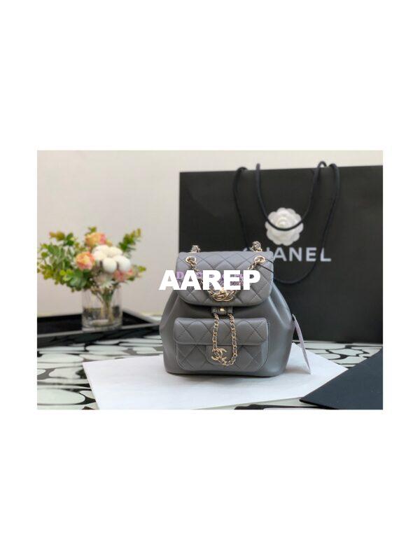 Replica Chanel 22SS Mini Duma Backpack in Lambskin AS2908 Dark Grey 3