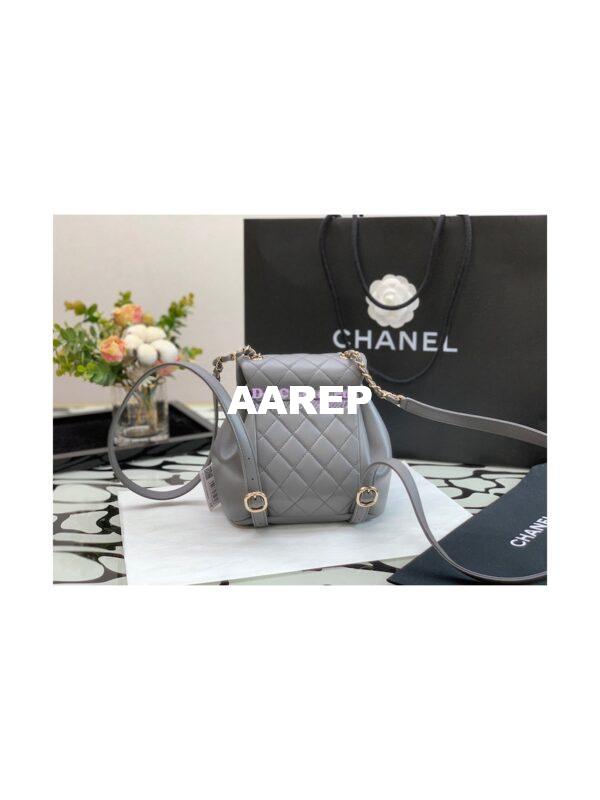 Replica Chanel 22SS Mini Duma Backpack in Lambskin AS2908 Dark Grey 9