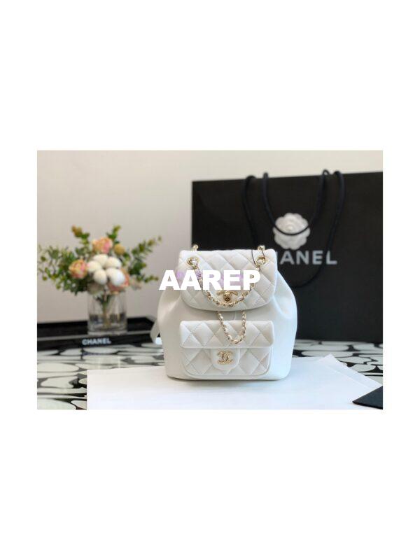 Replica Chanel 22SS Mini Duma Backpack in Lambskin AS2908 White 3