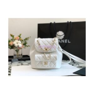Replica Chanel 22SS Mini Duma Backpack in Lambskin AS2908 White 2