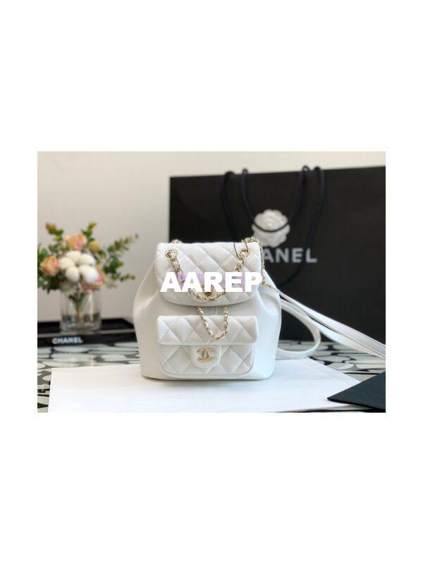 Replica Chanel 22SS Mini Duma Backpack in Lambskin AS2908 White 4