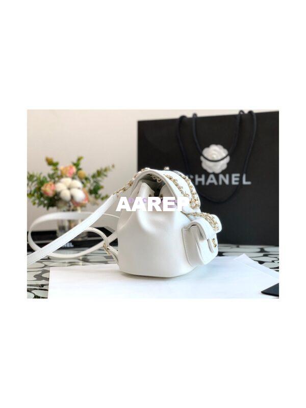 Replica Chanel 22SS Mini Duma Backpack in Lambskin AS2908 White 5