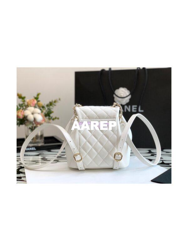 Replica Chanel 22SS Mini Duma Backpack in Lambskin AS2908 White 9