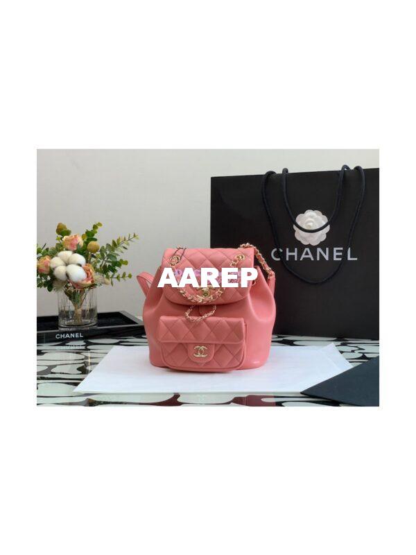Replica Chanel 22SS Mini Duma Backpack in Lambskin AS2908 Coral Pink 3