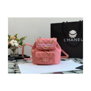 Replica Chanel 22SS Mini Duma Backpack in Lambskin AS2908 Coral Pink 2