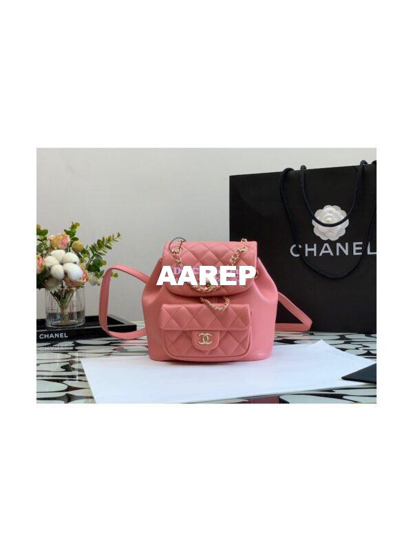 Replica Chanel 22SS Mini Duma Backpack in Lambskin AS2908 Coral Pink 4