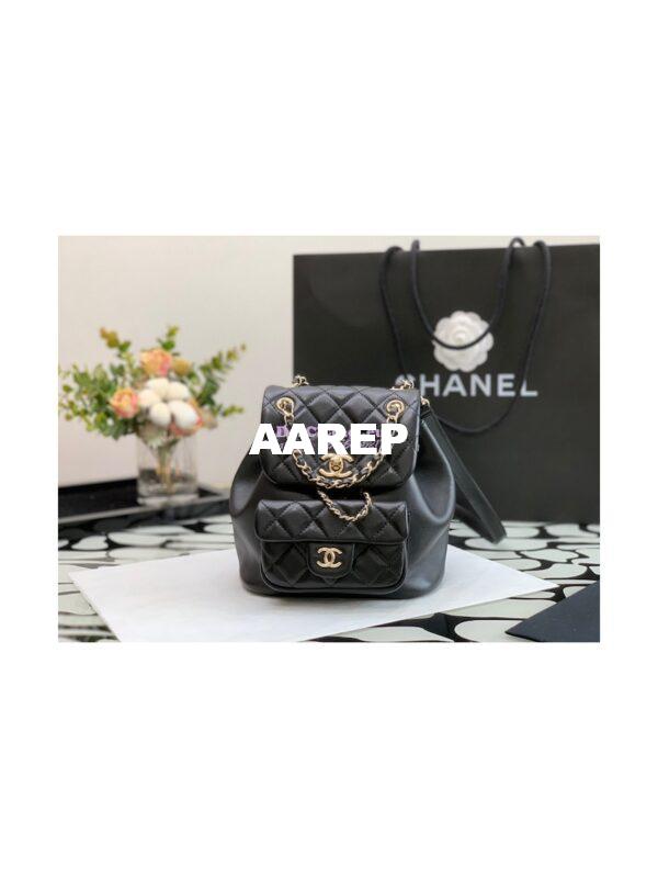 Replica Chanel 22SS Mini Duma Backpack in Lambskin AS2908 Black