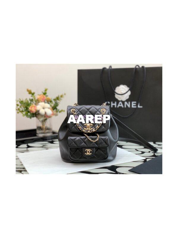 Replica Chanel 22SS Mini Duma Backpack in Lambskin AS2908 Black 2