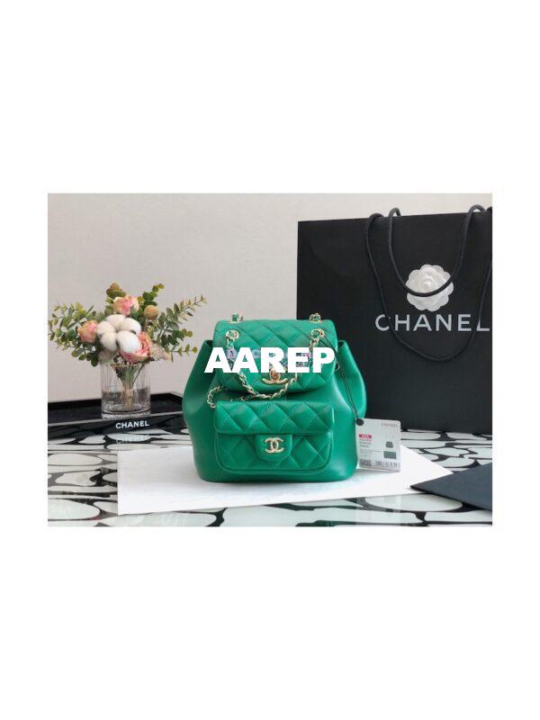 Replica Chanel 22SS Mini Duma Backpack in Lambskin AS2908 Green
