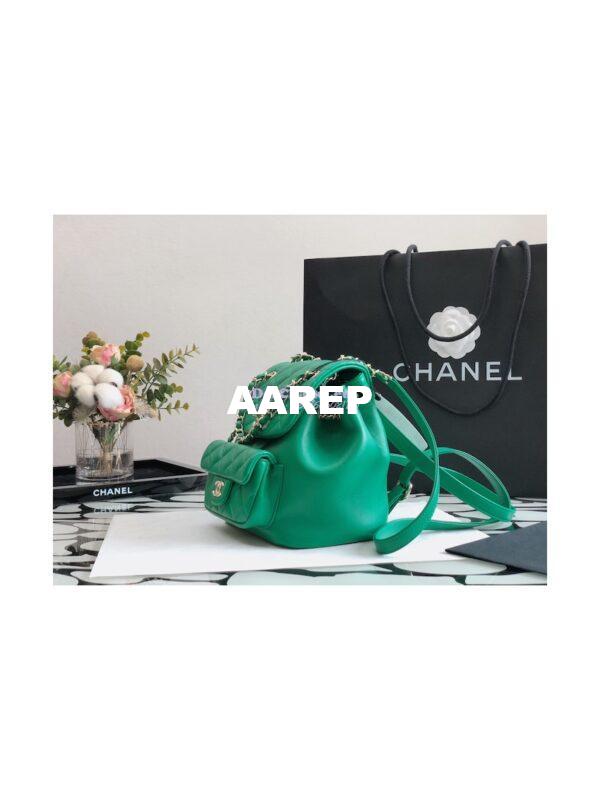 Replica Chanel 22SS Mini Duma Backpack in Lambskin AS2908 Green 3